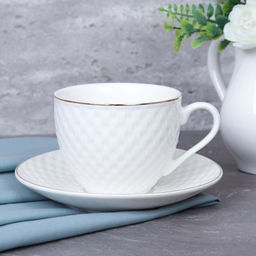 Чайный набор 12 предметов 250 мл / TC69M-12G 230 /уп 8/ Плетёнка костяной фарфор - Галеонтрейд фото 5