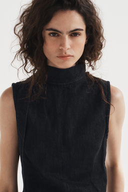 TRF DENIM HALTER TOP WITH TIE DETAIL - Zara фото 3