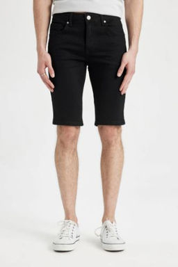 Skinny Fit Jean Bermuda Sort