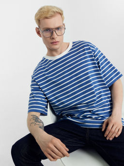 Футболка мужская в сине-белую полоску сине -белая полоска 111772