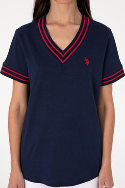 Kad_n Lacivert V Yaka Ti__rt Sepette S_rpriz _ndirim - U.s. polo assn фото 6