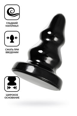 Анальная втулка TOYFA POPO Pleasure Monoceros, PVC, черная, 15 см, 7 см