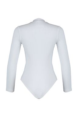 TRENDYOLMILLA Beyaz Fitted/Vucuda Oturan Dik Yaka Fitilli Alttan C?tc?tl? Esnek Orme Body TWOAW20BD0011 фото 8