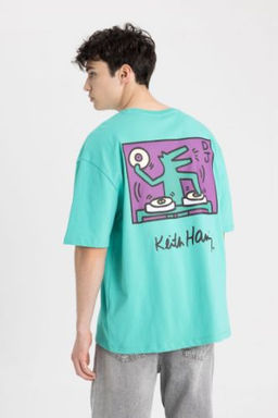 Keith Haring Oversize Genis Kal?p Bisiklet Yaka K?sa Kollu Tisort