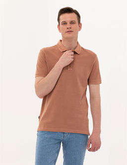 Kahverengi Slim Fit Polo Yaka Ti__rt