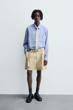 COTTON-LINEN BERMUDA SHORTS WITH BELT - Zara фото 10