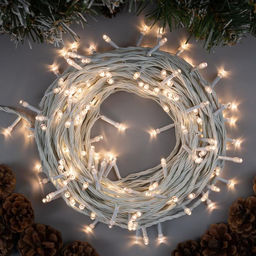 Гирлянда Нить 20 м, IP20, белая нить, 200 LED, свечение тёплое белое, 8 режимов, 220 В