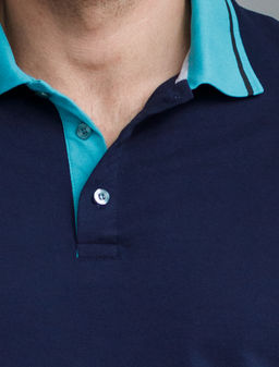 Футболка-поло из трикотажа "пике" с эластаном