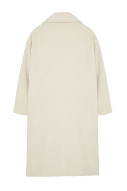 Ekru Oversize Genis Kesim Uzun Yunlu Kase Kaban TWOAW21KB0038