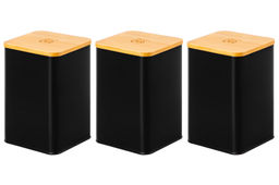 Набор 3 банок для сыпучих продуктов 1,1 л 9,5*9,5*14,5 см Чай, кофе, сахар черный с бамбук.крыш - Elan gallery фото 5