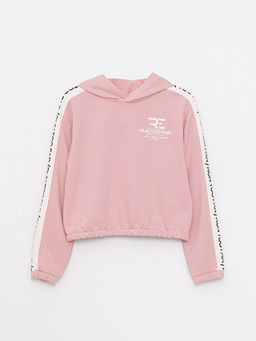 Kap??onlu Bask?l? Uzun Kollu K?z ?ocuk Sweatshirt ve E?ofman Alt? - Waikiki фото 2