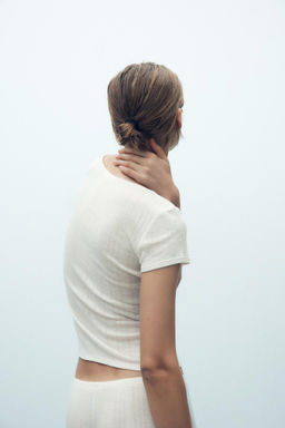 POINTELLE TOP WITH SATIN BOW - Zara фото 3