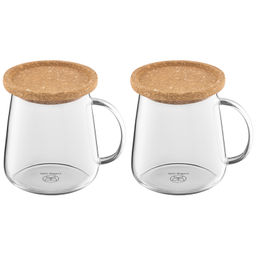 Набор кружек 2 пр. 420 мл 11,5*9*10,5 см "Crystal glass" с пробковой крышкой-подставкой