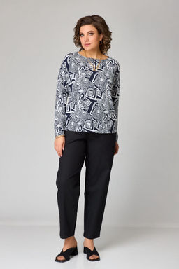 Джемпер Bliss 8169 синий, белый (принт лабиринт)