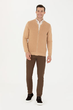 Мужской базовый трикотажный кардиган песочного меланжа - U.s. polo assn фото 18