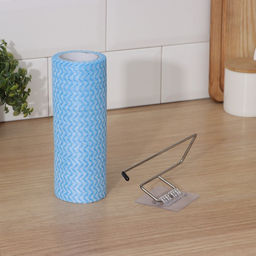 Салфетки в рулоне многоразовые безворсовые в наборе с держателем Доляна, 40 шт, 2020 см, цвет голубой  фото 9