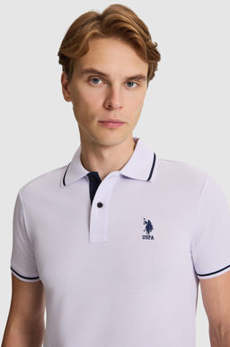 Erkek Lila Slim Fit Polo Yaka Basic Ti__rt