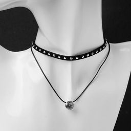 Чокер Две нити круглый кристалл, цвет белый в чёрном, 40см