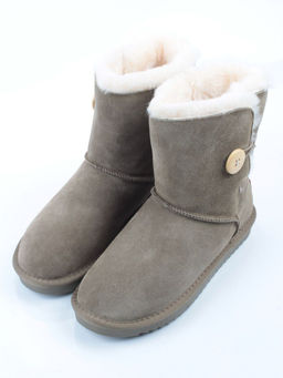 04-PAYH02-3Z KHAKI Угги женские (натуральная замша, 100% шерсть, натуральный мех)