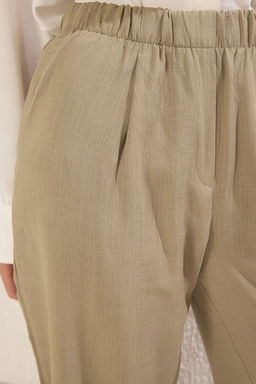 TRENDYOLMILLA Haki Keten Gorunumlu Wide Leg/Genis Paca Dokuma Pantolon TWOSS25PL00084  фото 4