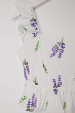 Beyaz Cicek Desenli Dokuma Bluz TWOSS26BZ00610