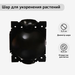 Цена за 4 шт. Шар для укоренения растений, d = 5,5 см, под ветку 0,5 см, чёрный, Greengo