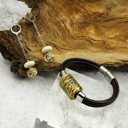 Серьги из муранского стекла CARAMEL CREM LS3367