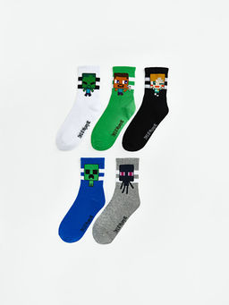 Minecraft Desenli Erkek ?ocuk Soket ?orap 5li