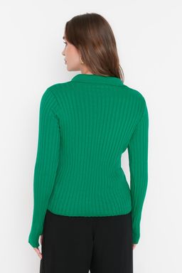 Yesil Kol Ucu Detayl? Polo Yaka Triko Kazak TWOAW21KZ1113