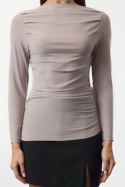 Tas Kay?k Yaka Drapeli Vucuda Oturan Esnek Orme Bluz TWOAW25BZ00109