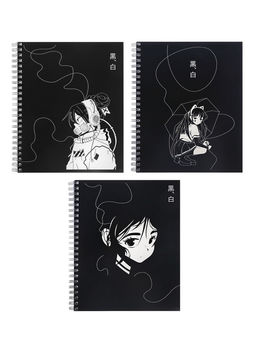 Компл тетр из 3шт 96л кл на гребне Аниме.ч/б Девочка, обл мел карт, офсет (10296901)