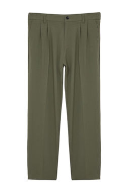 Haki Pileli Klasik Baggy Fit Kumas Pantolon TMNSS24PL00024