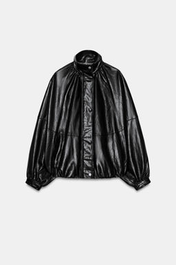 CHAQUETA BOMBER EFECTO PIEL ZW COLLECTION / Negro