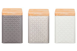 Набор банок д/хранения 3 пр. 1,3 л 10,5*10,5*16 см с металлической крышкой,квадратные