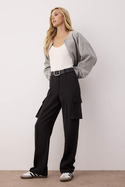 TRENDYOLMILLA Siyah Kargo Straight/Duz Kesim Dokuma Cift Cepli Dokuma Pantolon TWOAW22PL0343  фото 2