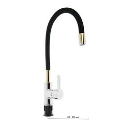 Смеситель для кухни Accoona А9890F, однорычажный, силиконовый излив, черный/хром