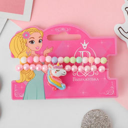 Цена за 2 шт. Набор детских браслетов «Выбражулька. Единорог», 2 шт. d=5 см, разноцветные