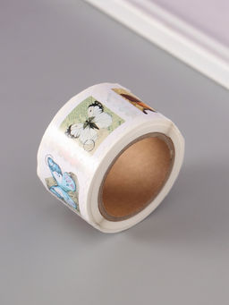 Цена за 2 шт. Наклейка бумага Марки. Бабочки, 3?3 см, 200 шт. в рулоне