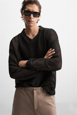 MESH TEXTURED POLO SHIRT - Zara фото 6