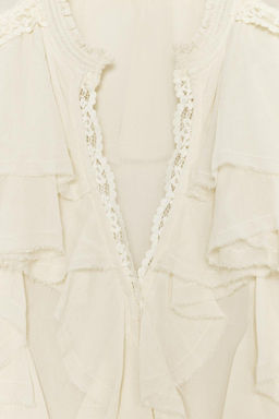 ZW COLLECTION LACE RUFFLE BLOUSE - Zara фото 9