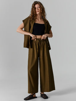 Бриджи домашние женские льняные зеленые - Mark formelle фото 3