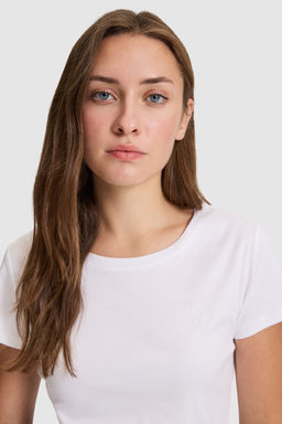 Kad_n Beyaz Bisiklet Yaka Basic Ti__rt - U.s. polo assn фото 2