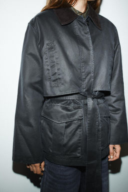 WAXED PARKA WITH CORDUROY COLLAR - Zara фото 5