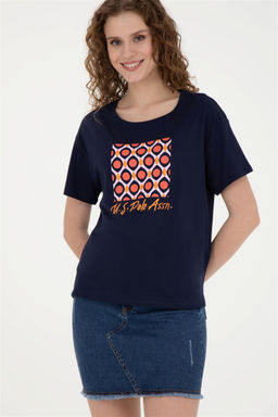 Женская темно-синяя футболка с круглым вырезом - U.s. polo assn фото 3