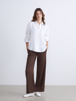 B?y?k Beden Beli Lastikli Dokulu M?slin Kad?n Pantolon