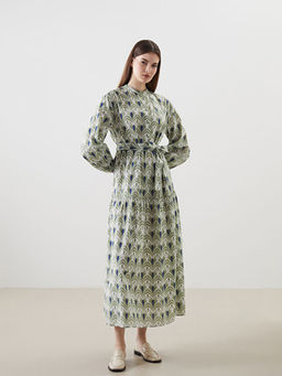 Hakim Yaka Desenli Elbise