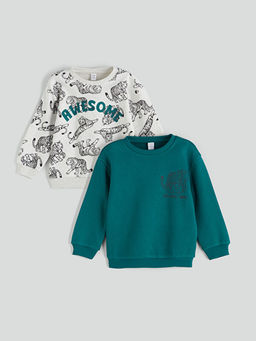Bisiklet Yaka Erkek ?ocuk Sweatshirt 2li