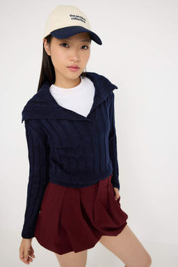 Teen Lacivert Yumusak Dokulu Crop/K?sa Triko Kazak TWOAW26KZ00138