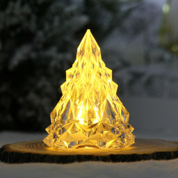 Цена за 2шт. Сувенир с подсветкой "Кристальная ёлочка" 6,5*8 см, Теплый белый