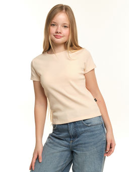 Футболка в рубчик 22-0210 персик